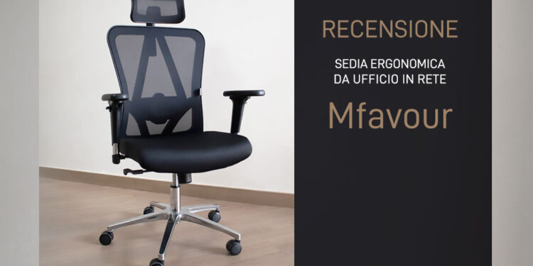MFAVOUR Sedia da Ufficio Ergonomica con Poggiatesta/Braccioli Regolabili Supporto Lombare